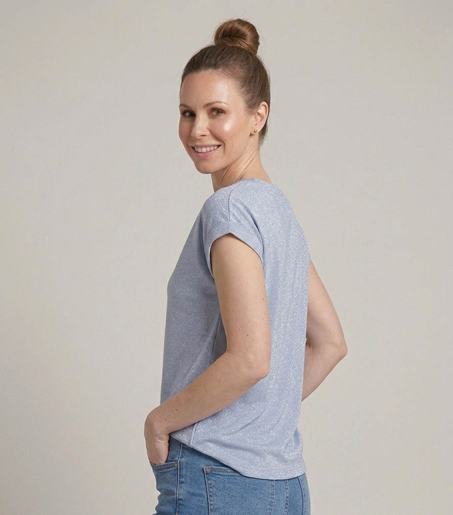 T-Shirt Glitter Azzurro Polvere