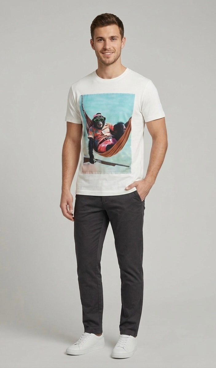 T-shirt Patch Scimmia in Amaca