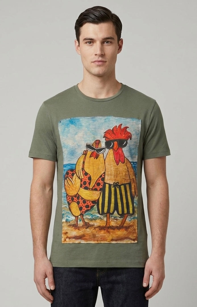 T-shirt Patch Galli in Vacanza Verde
