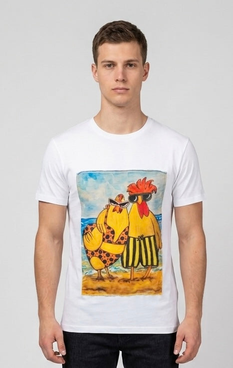T-shirt Patch Galli in Vacanza Bianca