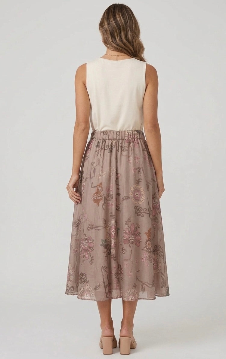 Gonna Midi Flora Malva