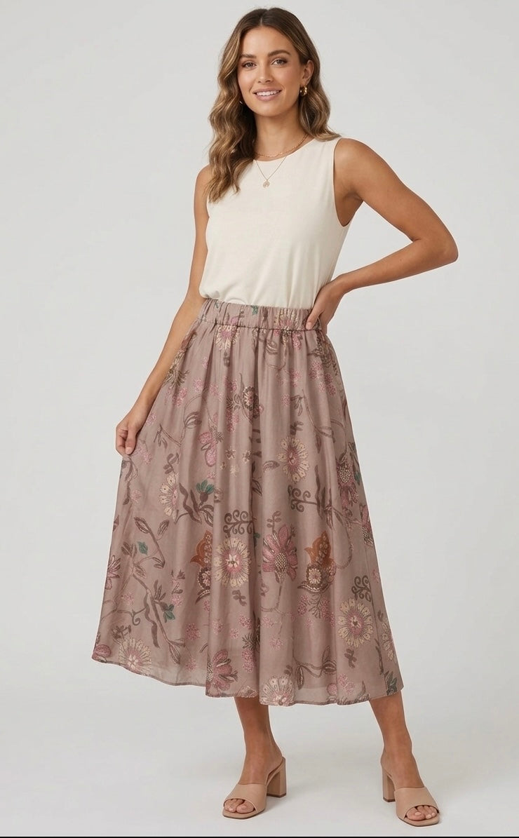 Gonna Midi Flora Malva