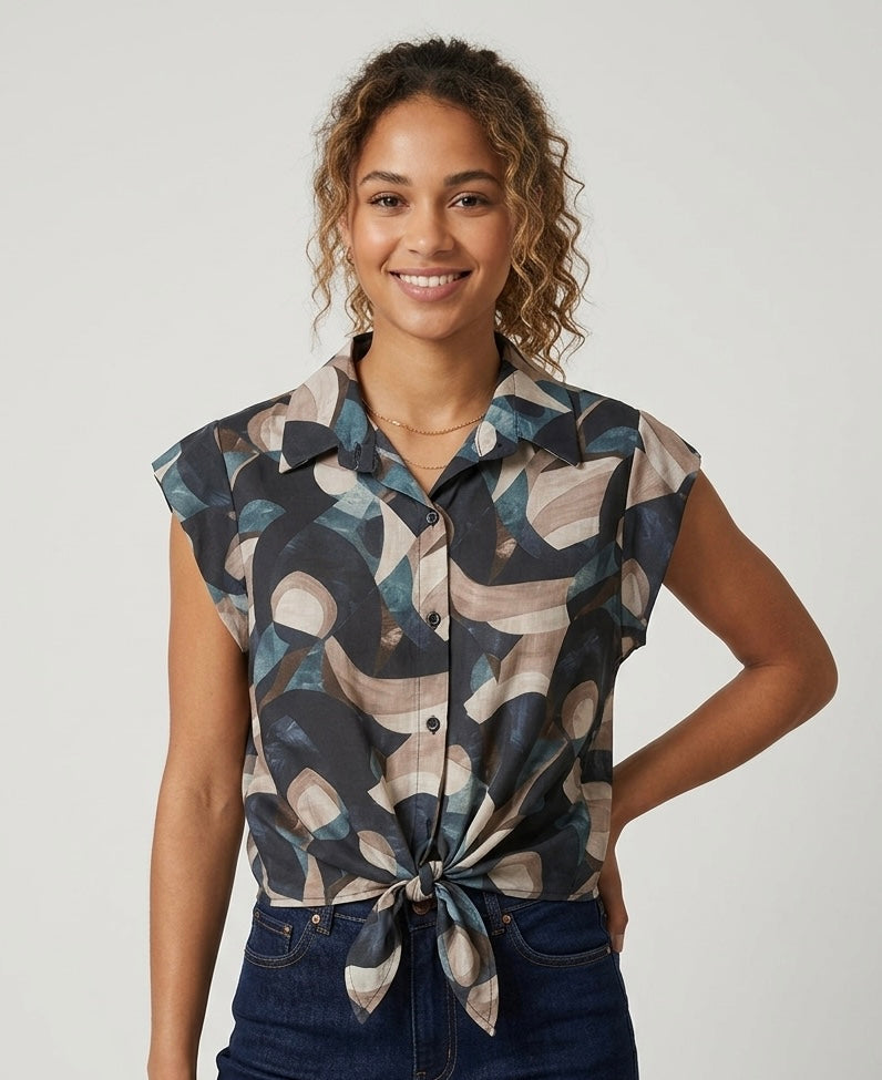 Blusa Petra Blu Con Nodo