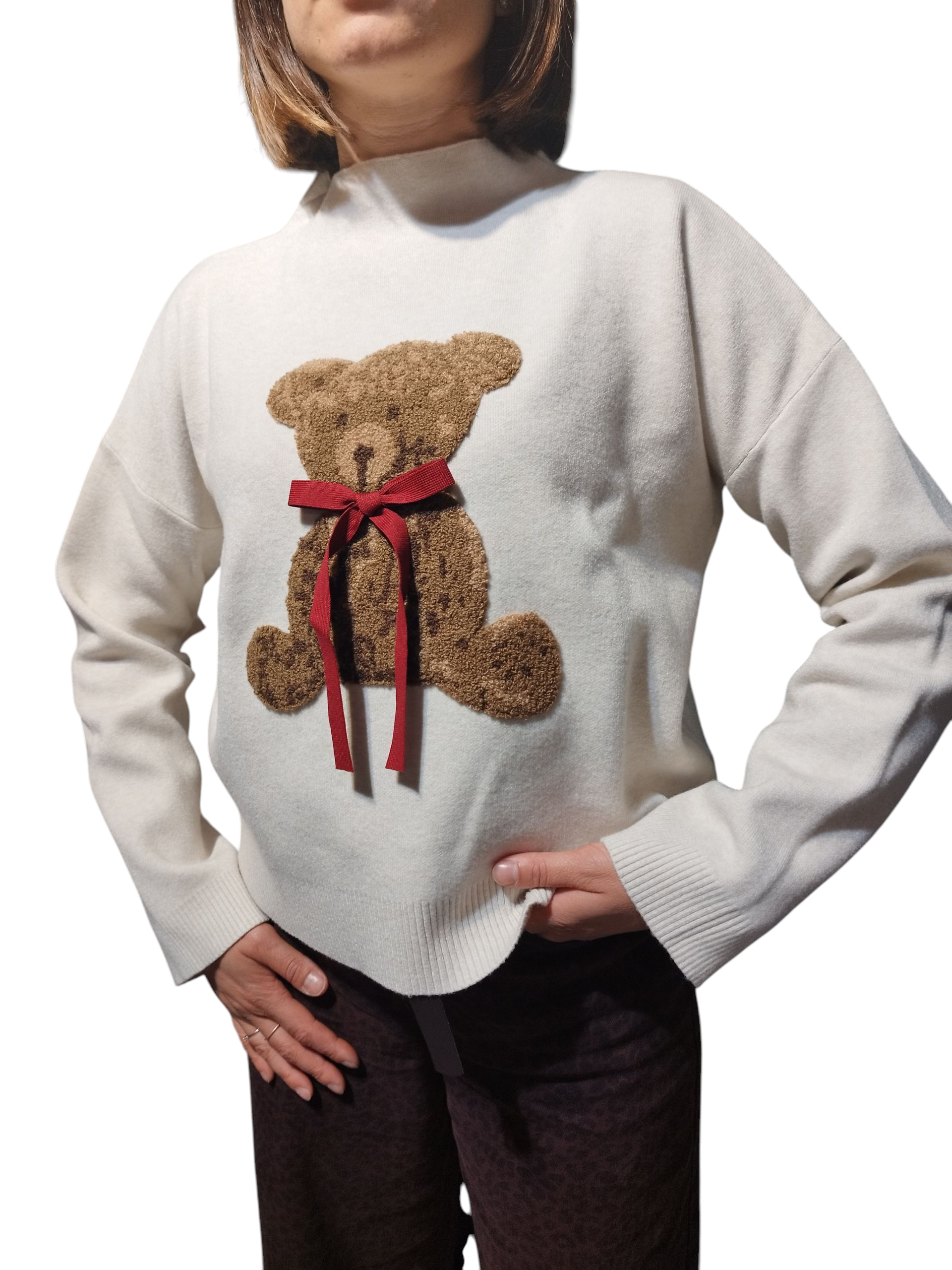 Maglione Orsetto pelosetto crema taglia Unica