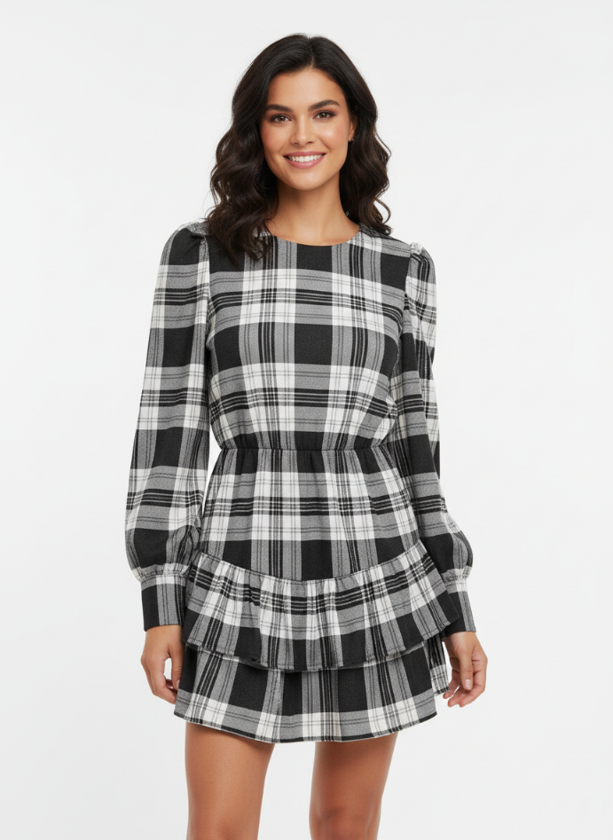 Abito Vichy a quadri bianco e nero