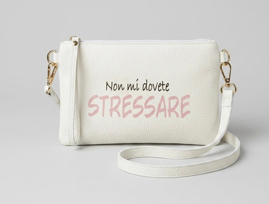 Pochette Pelle Bianco Ottico DILLOKOSì Non Mi Dovete Stressare