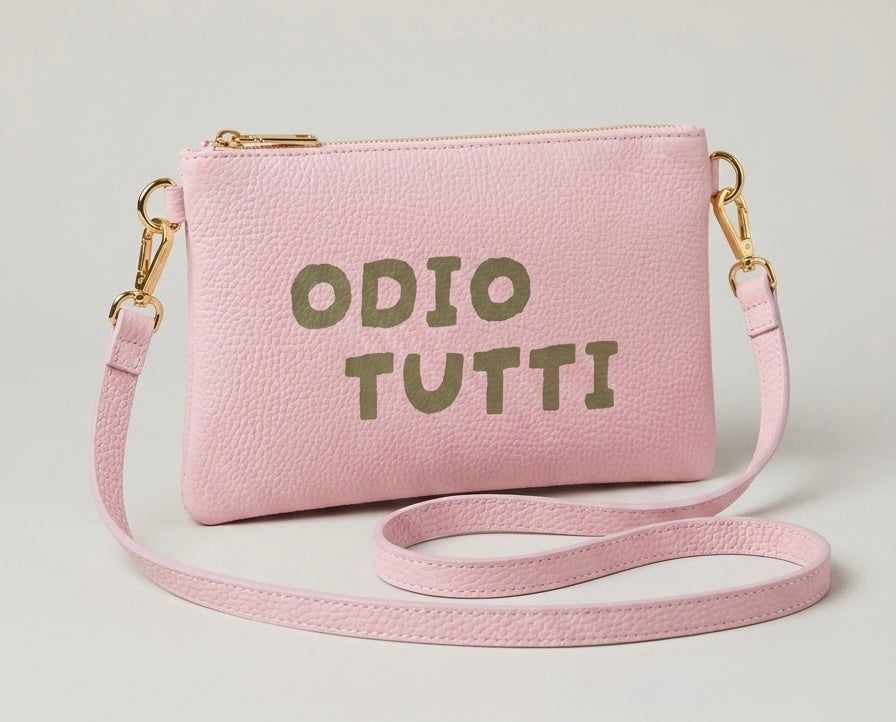 Pochette Pelle Rosa Cipria DILLOKOSì Odio Tutti