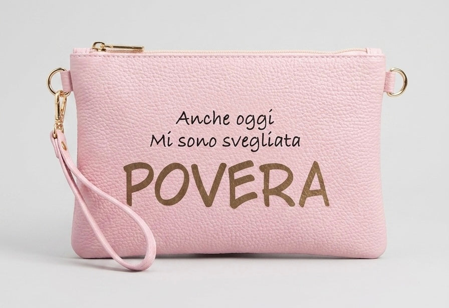 Pochette Pelle Rosa Cipria DILLOKOSì Svegliata Povera
