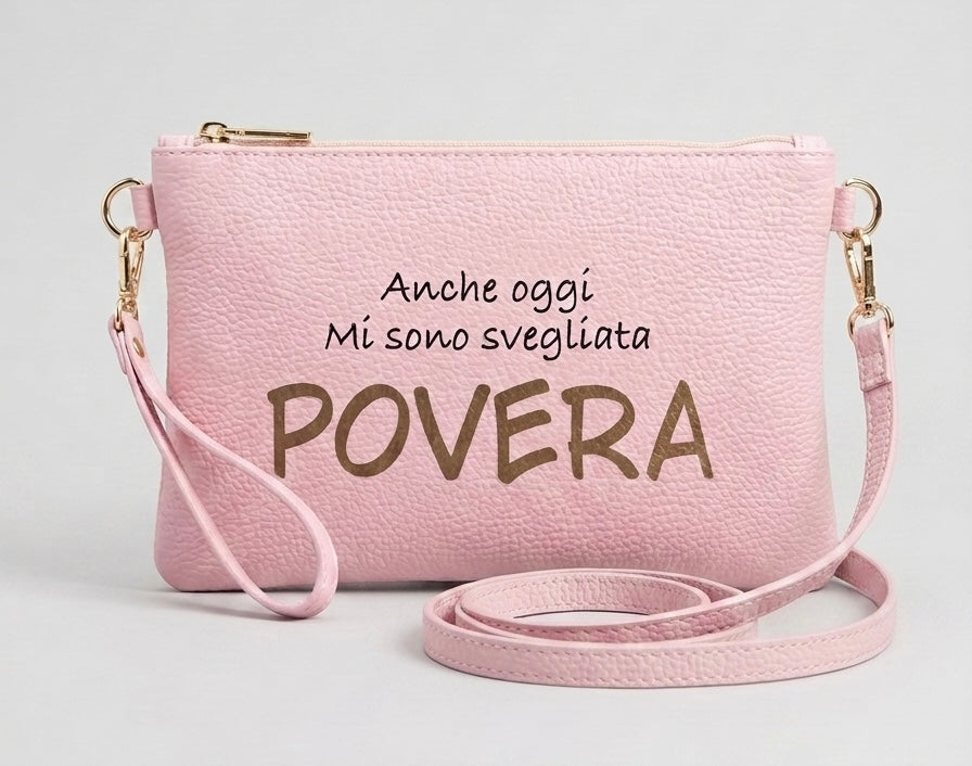 Pochette Pelle Rosa Cipria DILLOKOSì Svegliata Povera