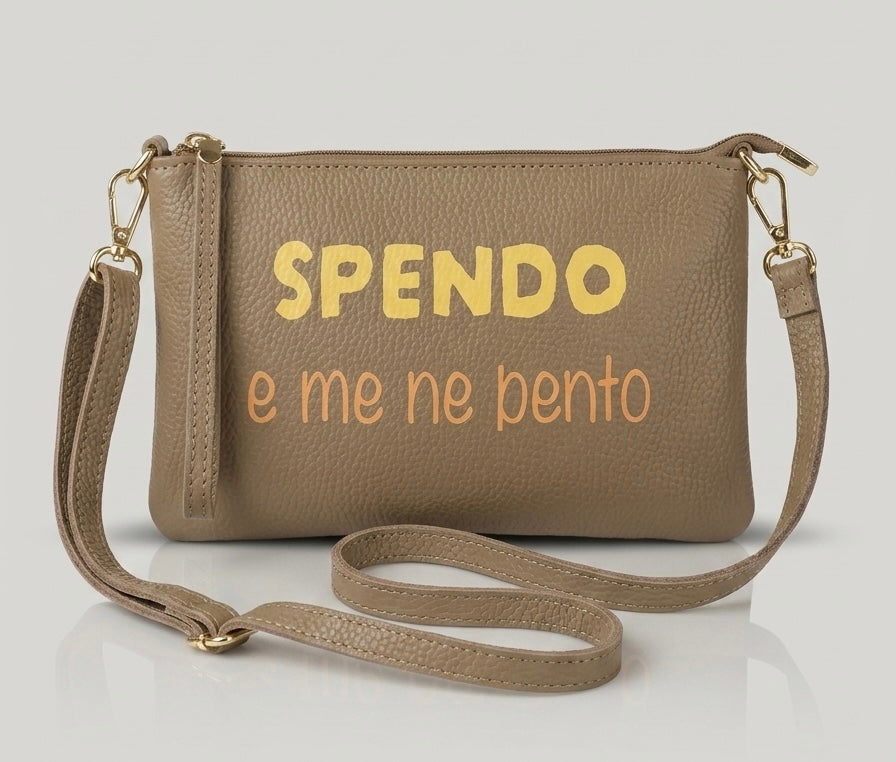 Pochette Pelle DILLOKOSì Marrone Taupe Spendo e Me Ne Pento