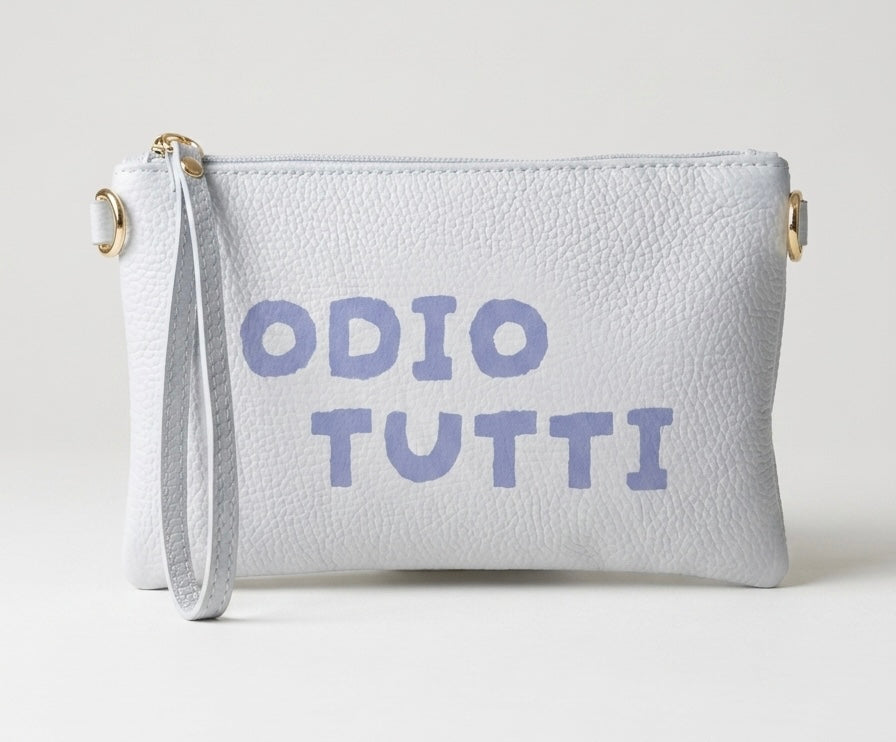 Pochette Pelle Azzurro DILLOKOSì Odio Tutti