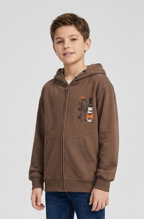 Felpa Felpata con Zip Marrone Cioccolato Outdoor