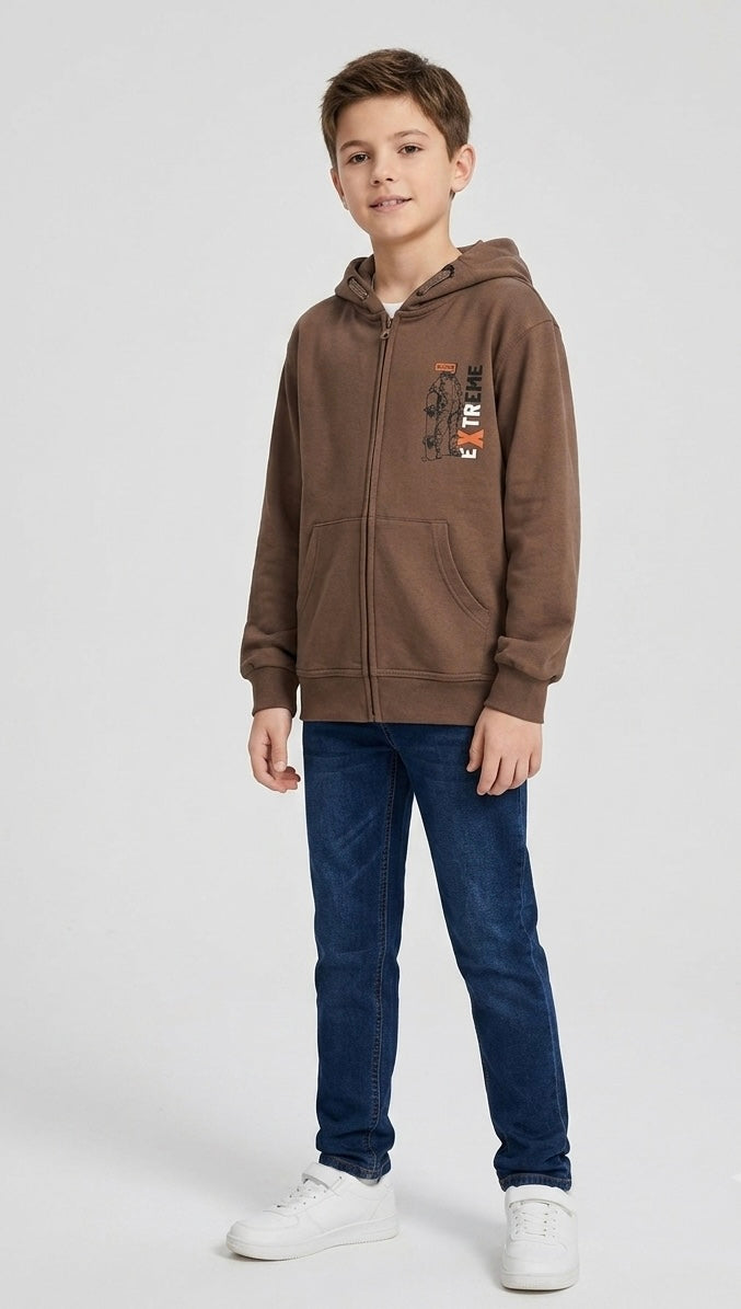 Felpa Felpata con Zip Marrone Cioccolato Outdoor