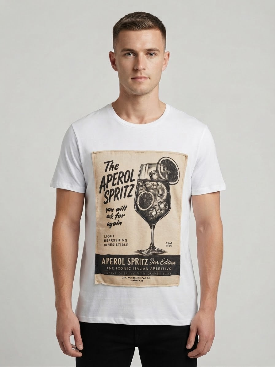 T-Shirt Patch Aperol Spritz Stampa Bianca