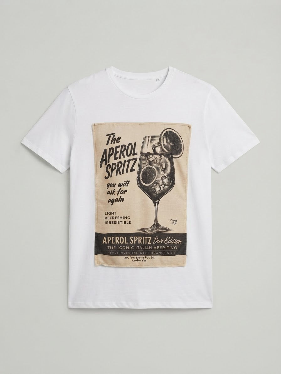 T-Shirt Patch Aperol Spritz Stampa Bianca