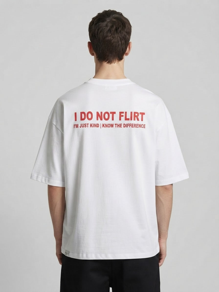 T-Shirt Uomo Bianca Oversize Stampa Flirt