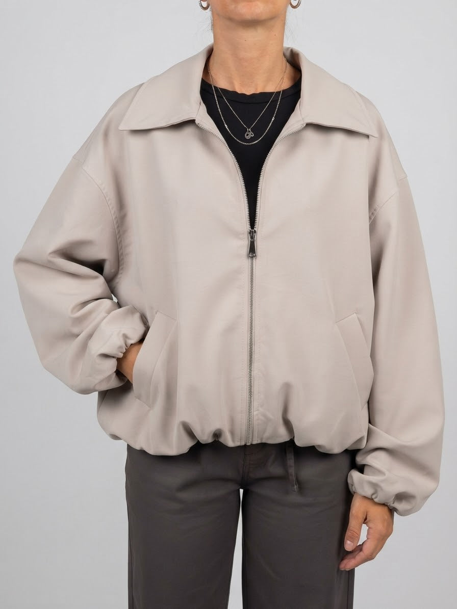 Giacca Bomber Donna Oversize Greta Beige Tortora
