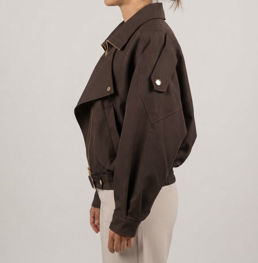 Giubbotto Donna Oversize Kira Marrone Cioccolato
