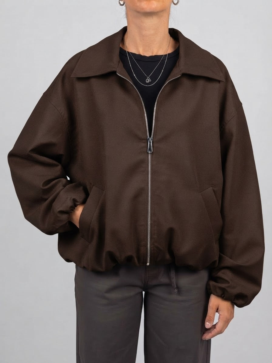 Giacca Bomber Donna Oversize Greta Marrone Cioccolato