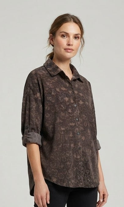 Camicia Dakota Velluto Costine Leopardata