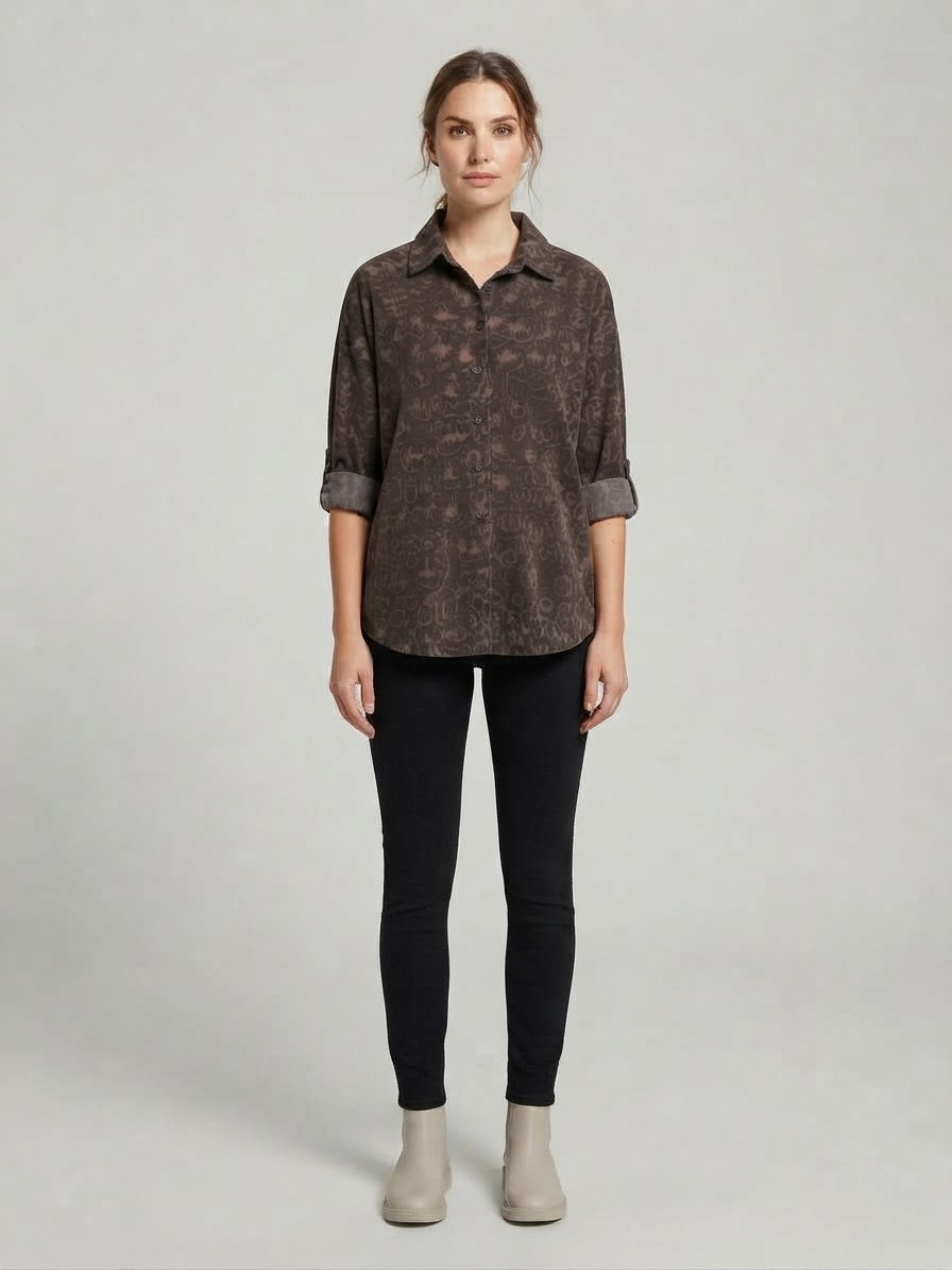 Camicia Dakota Velluto Costine Leopardata