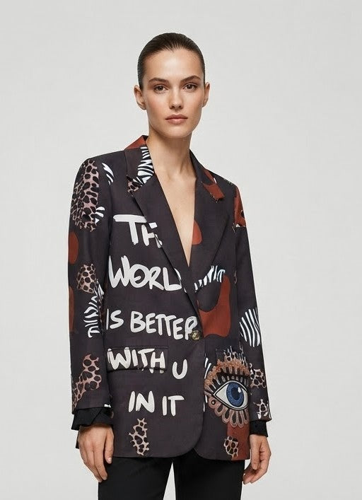 Blazer Vision Stampa Pop Art Scritta