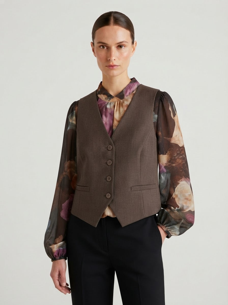 Gilet Harper Sartoriale Monopetto Marrone