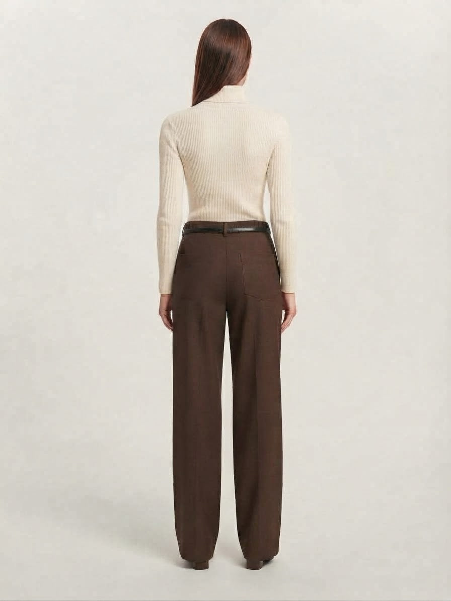 Pantalone Harper Palazzo Sartoriale Marrone