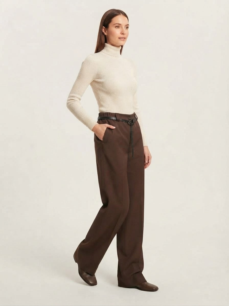 Pantalone Harper Palazzo Sartoriale Marrone
