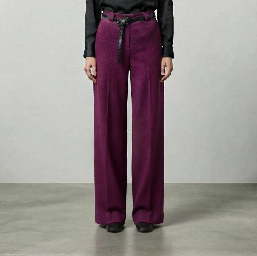 Pantalone Harper Palazzo Sartoriale Prugna