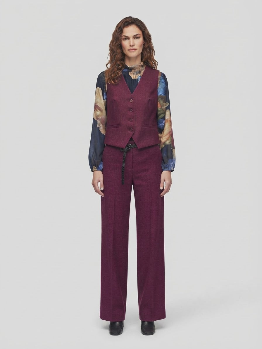 Gilet Harper Sartoriale Monopetto Prugna