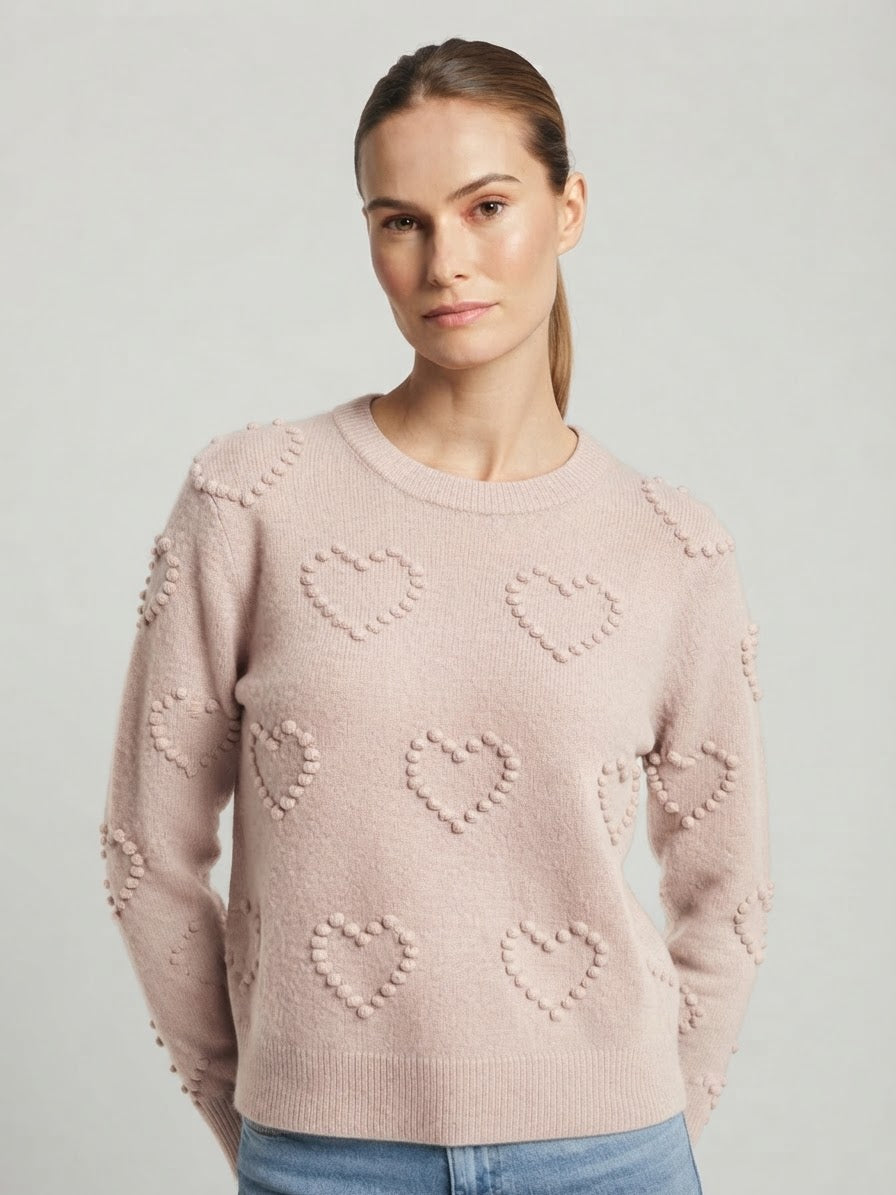 Maglioncino Julie Cuori in Rilievo Rosa Cipria