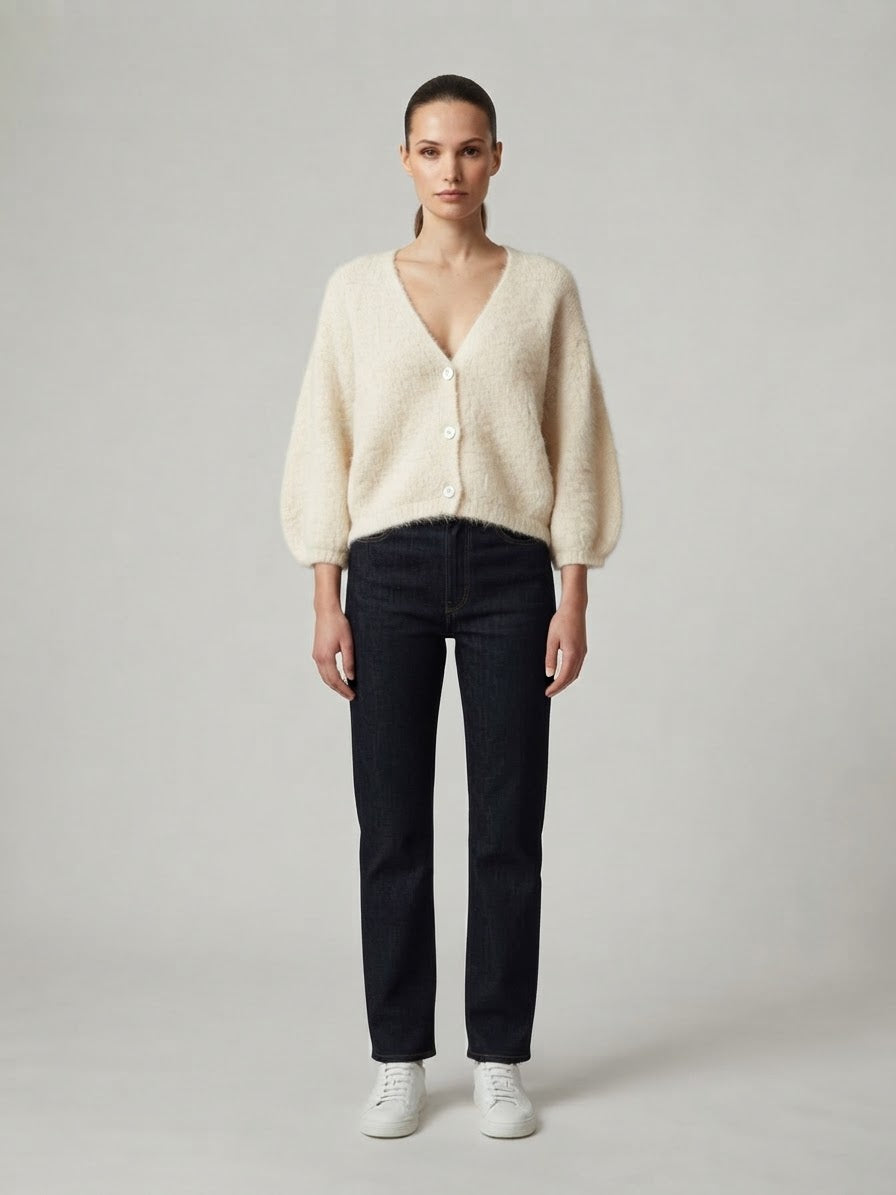 Cardigan Crop Marais in Maglia Soffice Panna