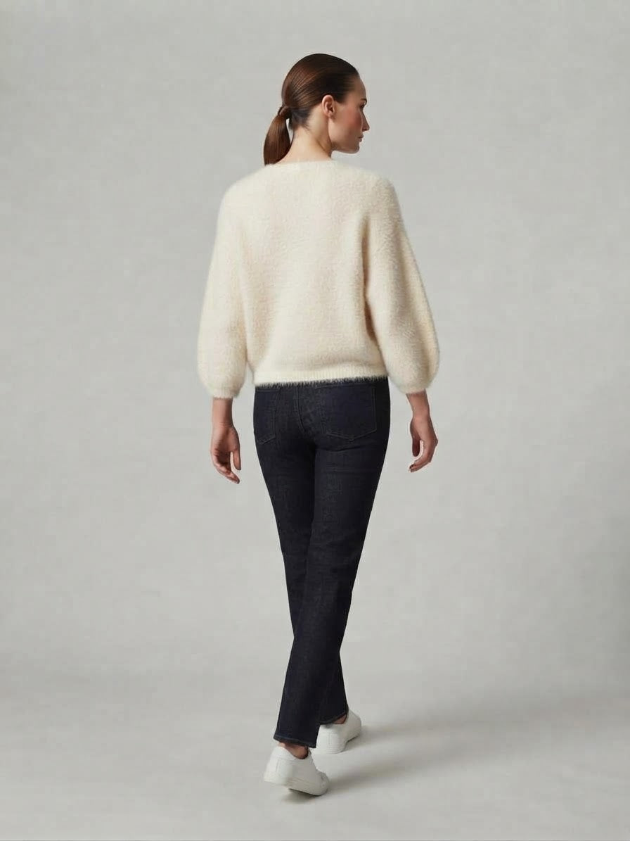 Cardigan Crop Marais in Maglia Soffice Panna