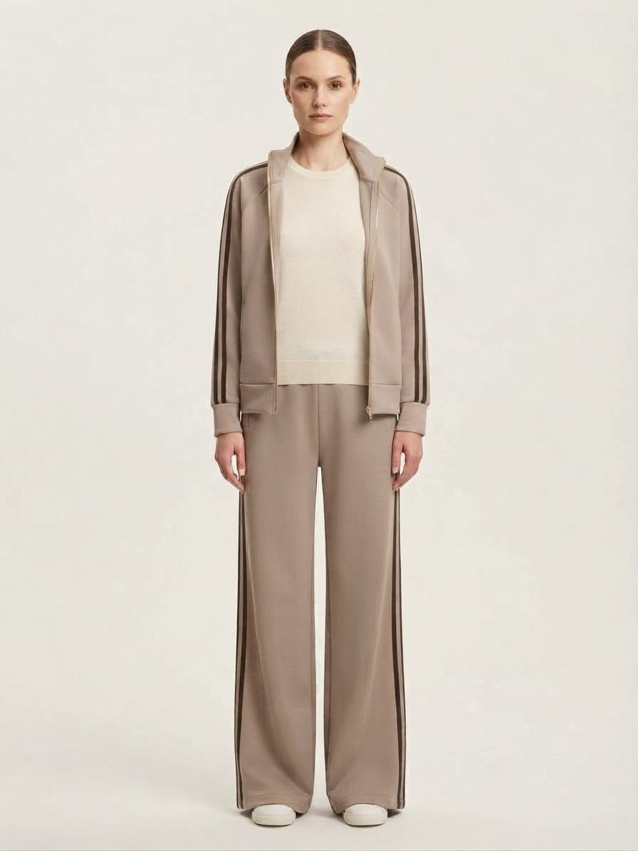 Completo Tuta Joy Tortora con Zip e Banda Marrone