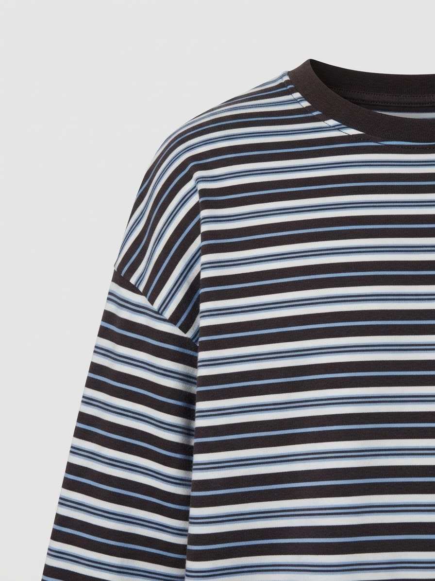 Maglia a Manica Lunga Eiffel a Righe Blu e Marrone Viscosa