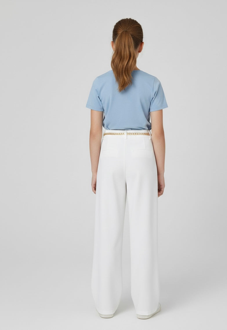 Pantalone Wide-Leg Elegante con Cintura a Catenella