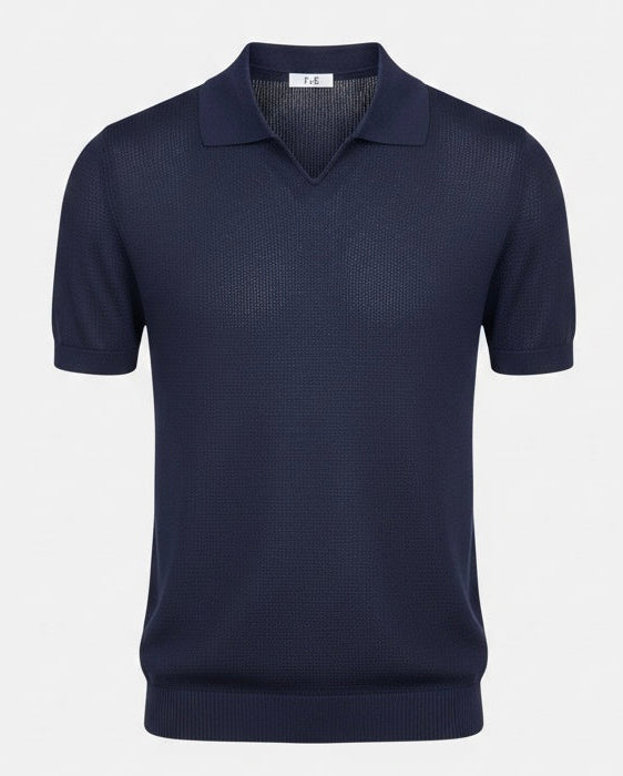 Polo in Maglia a Nido d'Ape Blu Navy