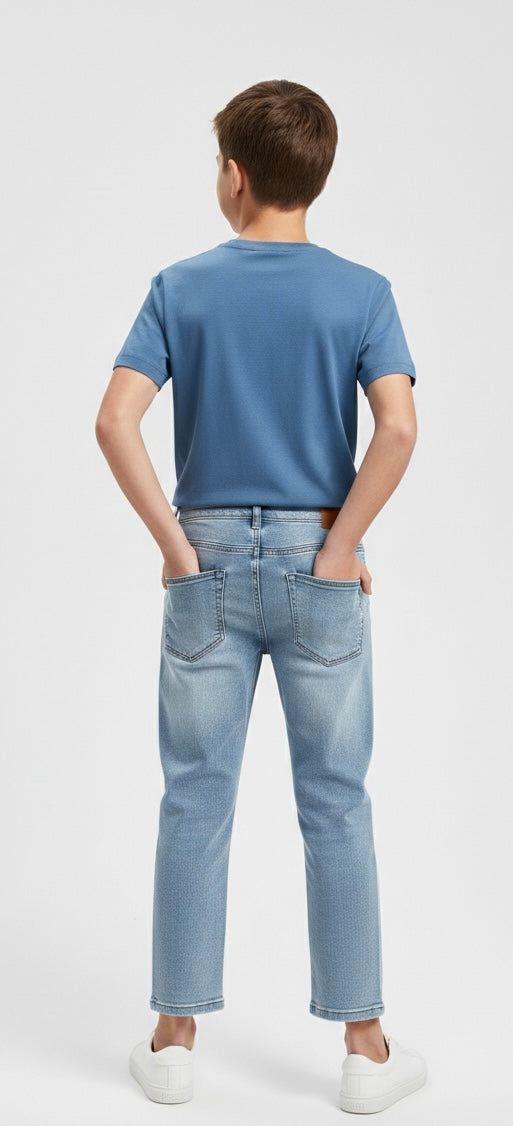 Jeans Slim-Straight Denim Azzurro Chiaro
