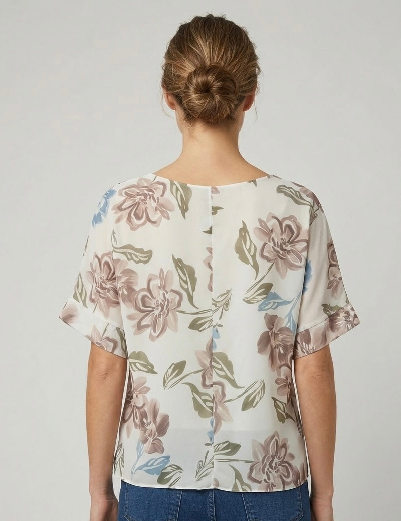 Blusa a Fantasia Floreale con Nodo