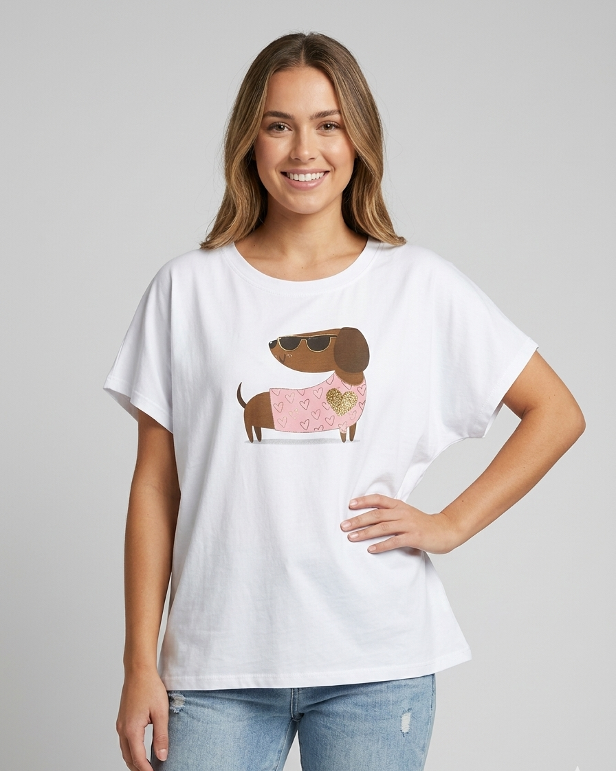 T-shirt over bassotto rosa