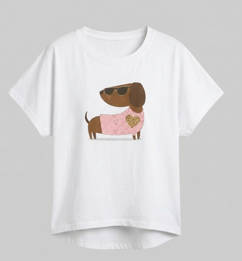 T-shirt over bassotto rosa