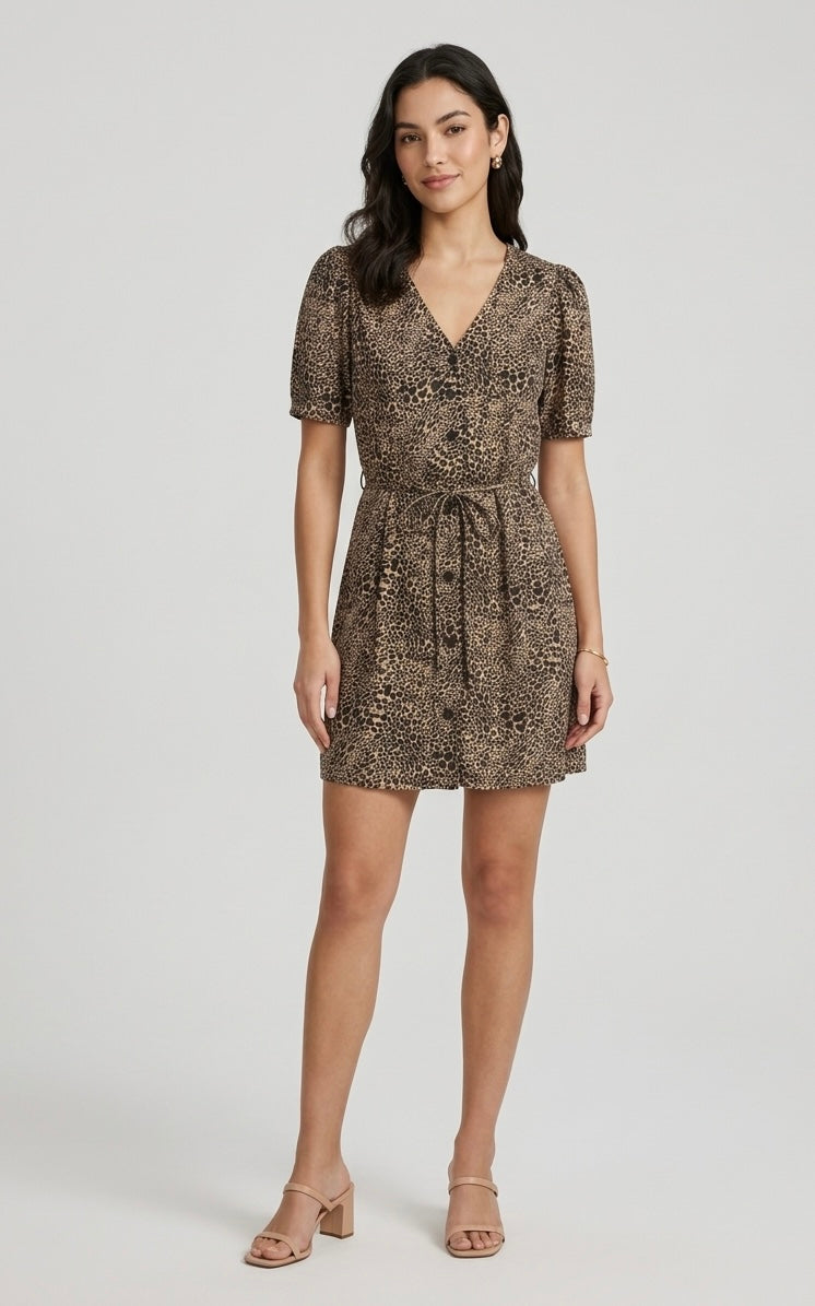 Abito Levida Corto con Cuori Leopardato