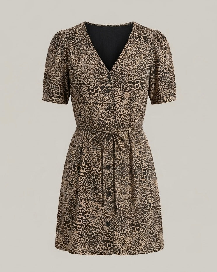 Abito Levida Corto con Cuori Leopardato