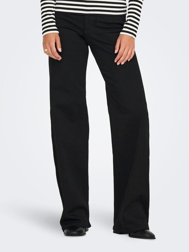 Pantalone Madison Blush Nero Elasticizzati a Wide leg in Tencel Modal