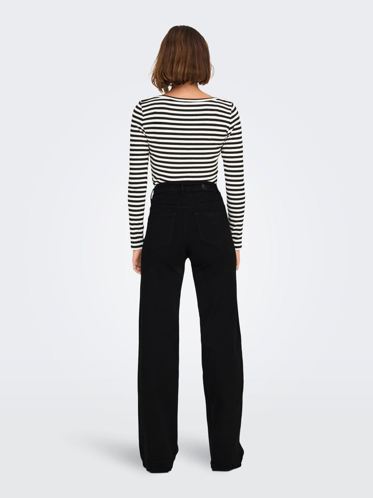 Pantalone Madison Blush Nero Elasticizzati a Wide leg in Tencel Modal