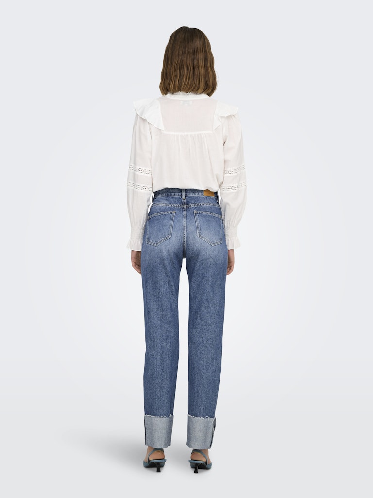 Jeans Only Riley Straight Medium Blu denim con risvolto