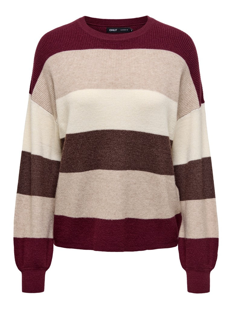 Maglioncino Donna Tia a Righe Multicolore Tonalità Bordeaux & Earth
