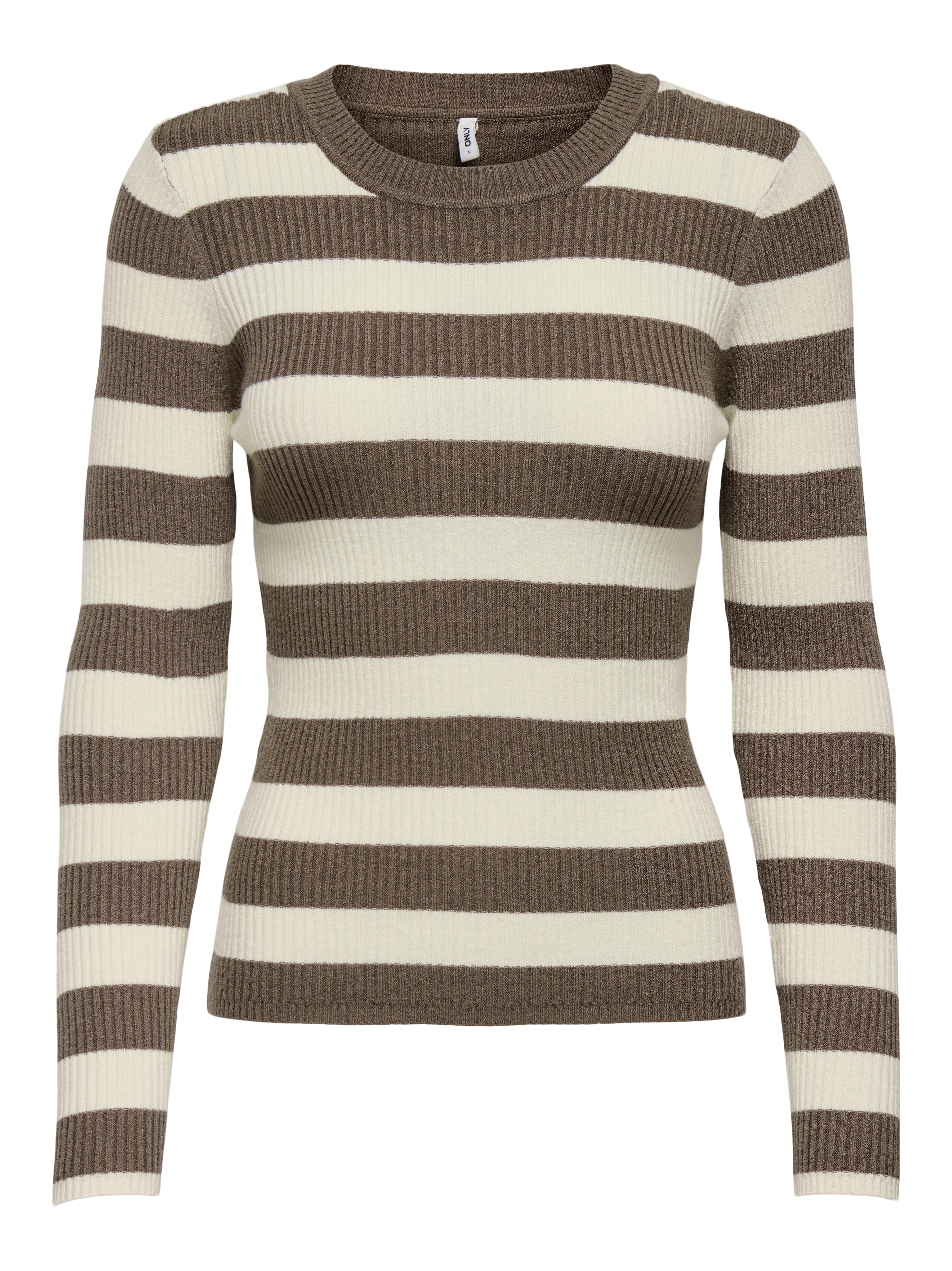 Maglioncino Only Louisa righe marrone e panna