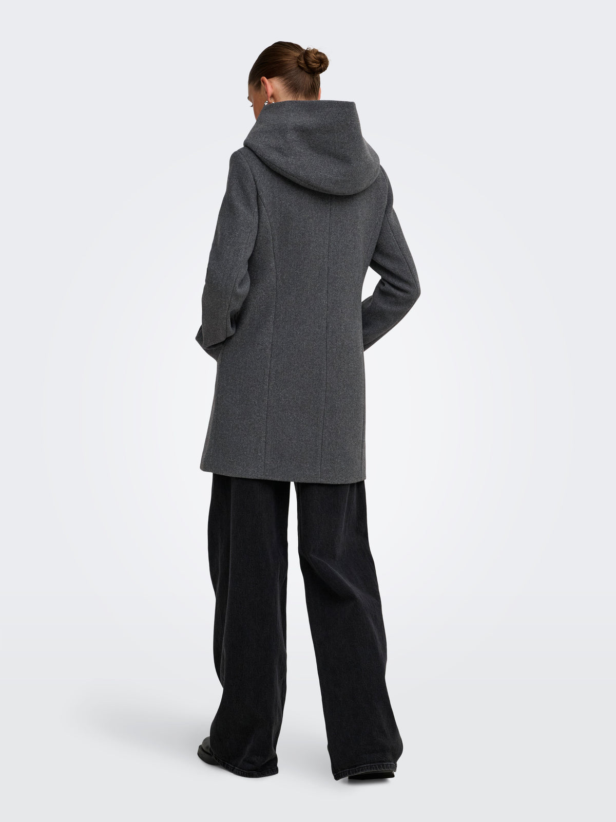 Cappotto Lungo Only Blake con Cappuccio  Grigio Scuro